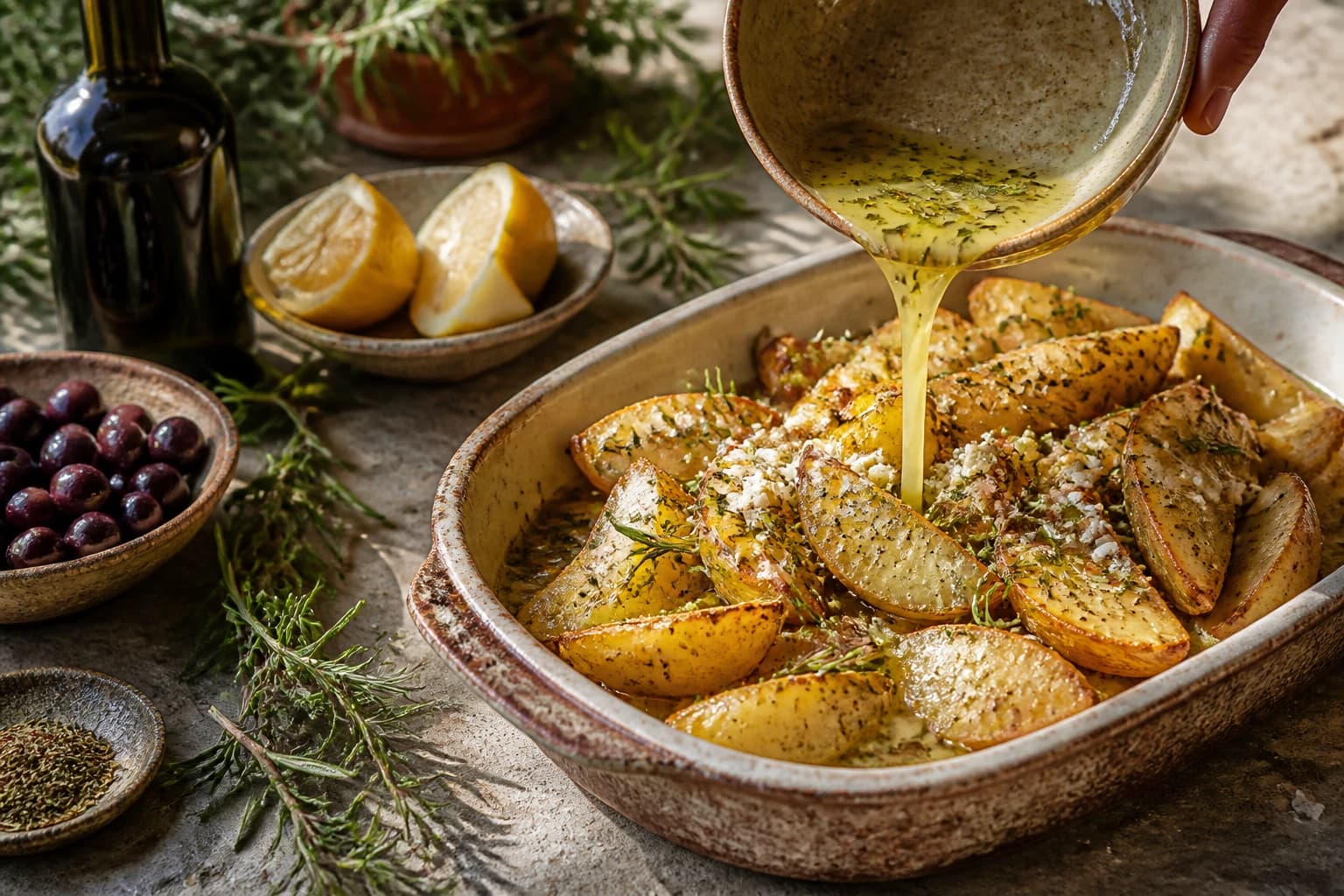 Etape 2 : Préparer le mélange citronné — Pommes de terre grecques au citron et origan
