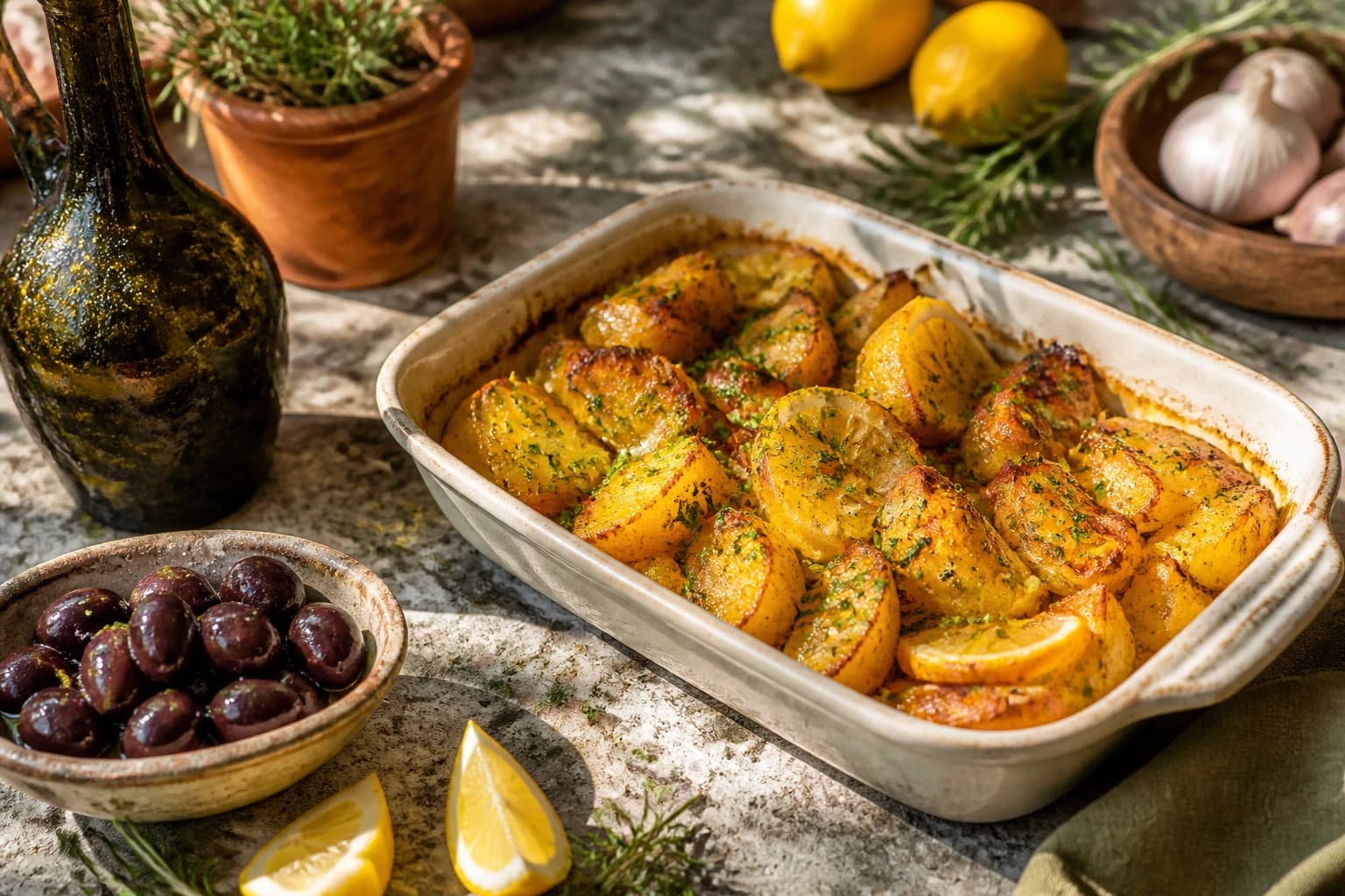 Etape 4 : Dorer et servir — Pommes de terre grecques au citron et origan