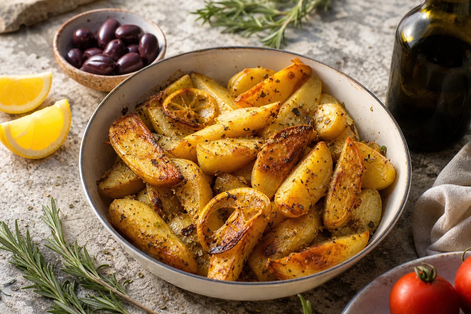 Pommes de terre grecques au citron et origan