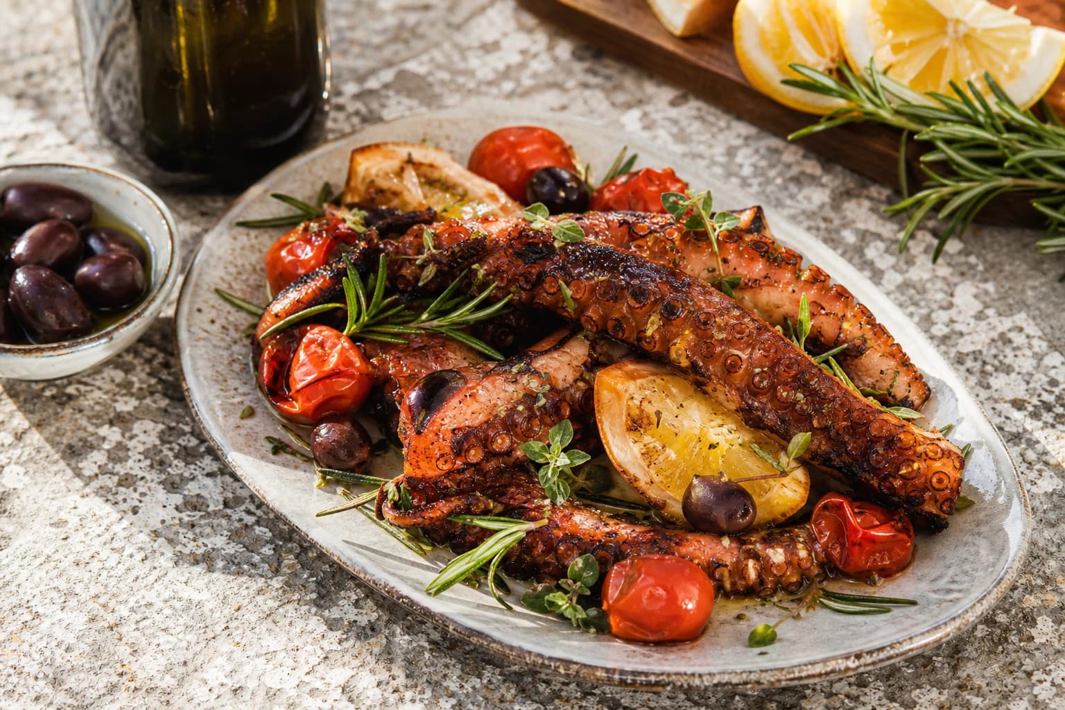 Poulpe grillé : le htapodi tendre et fumé des tavernes