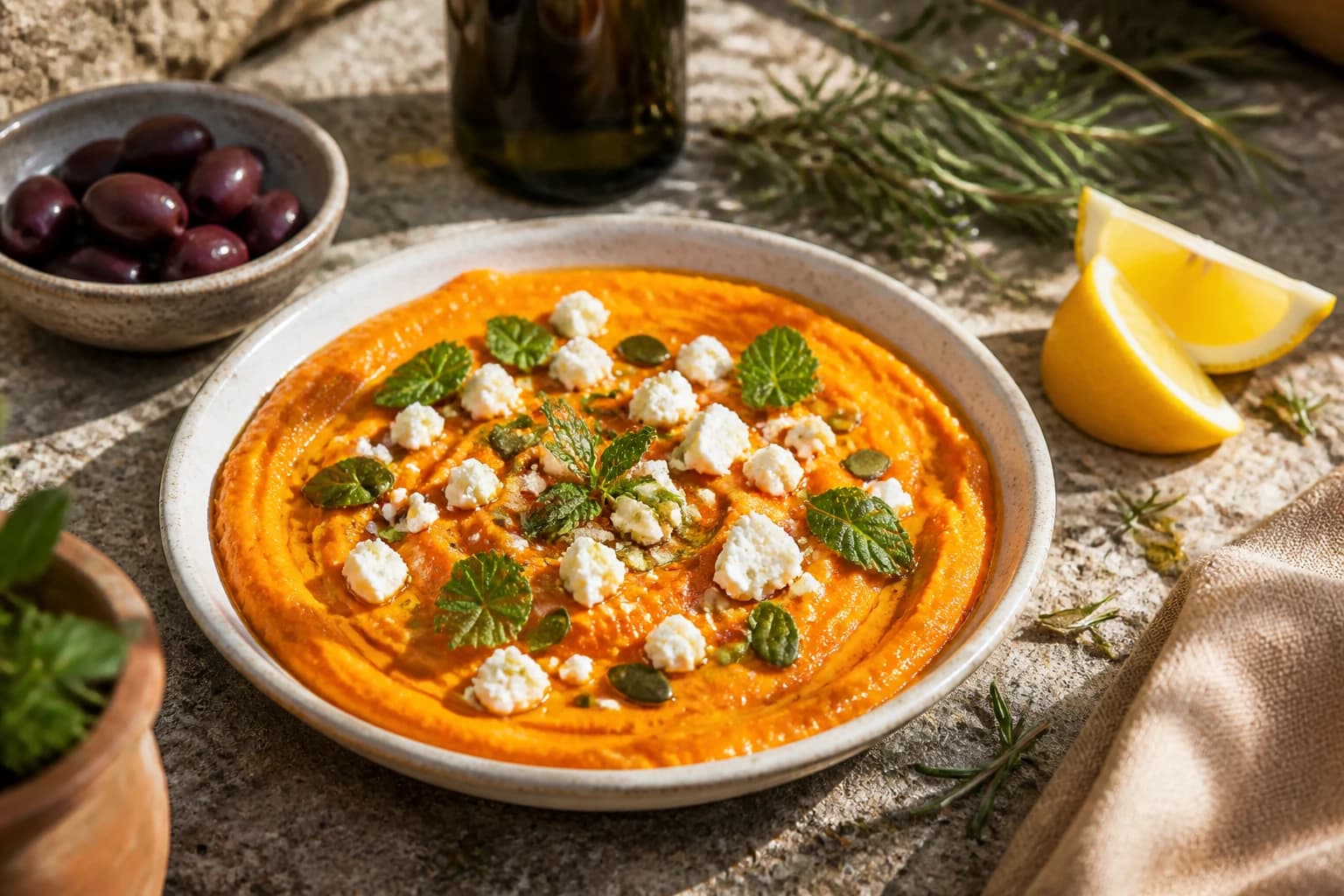 Etape 4 : Dresser et servir — Purée de carotte à la feta : douce et crémeuse