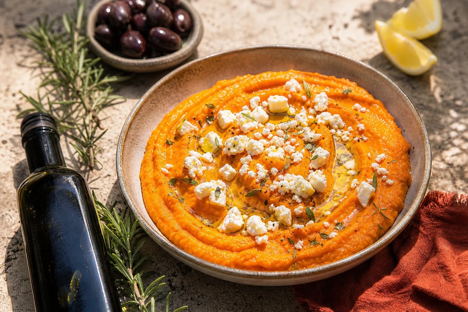 Purée de carotte à la feta : douce et crémeuse