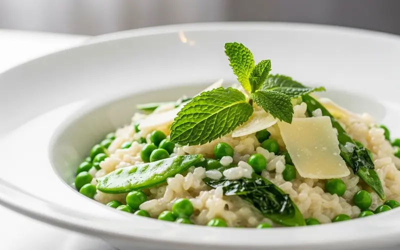 Risotto petits pois-menthe crémeux