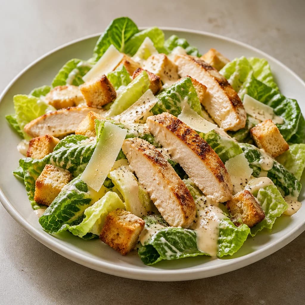 Étape 4 : Assembler et dresser — Salade César allégée : calories et sauce crémeuse
