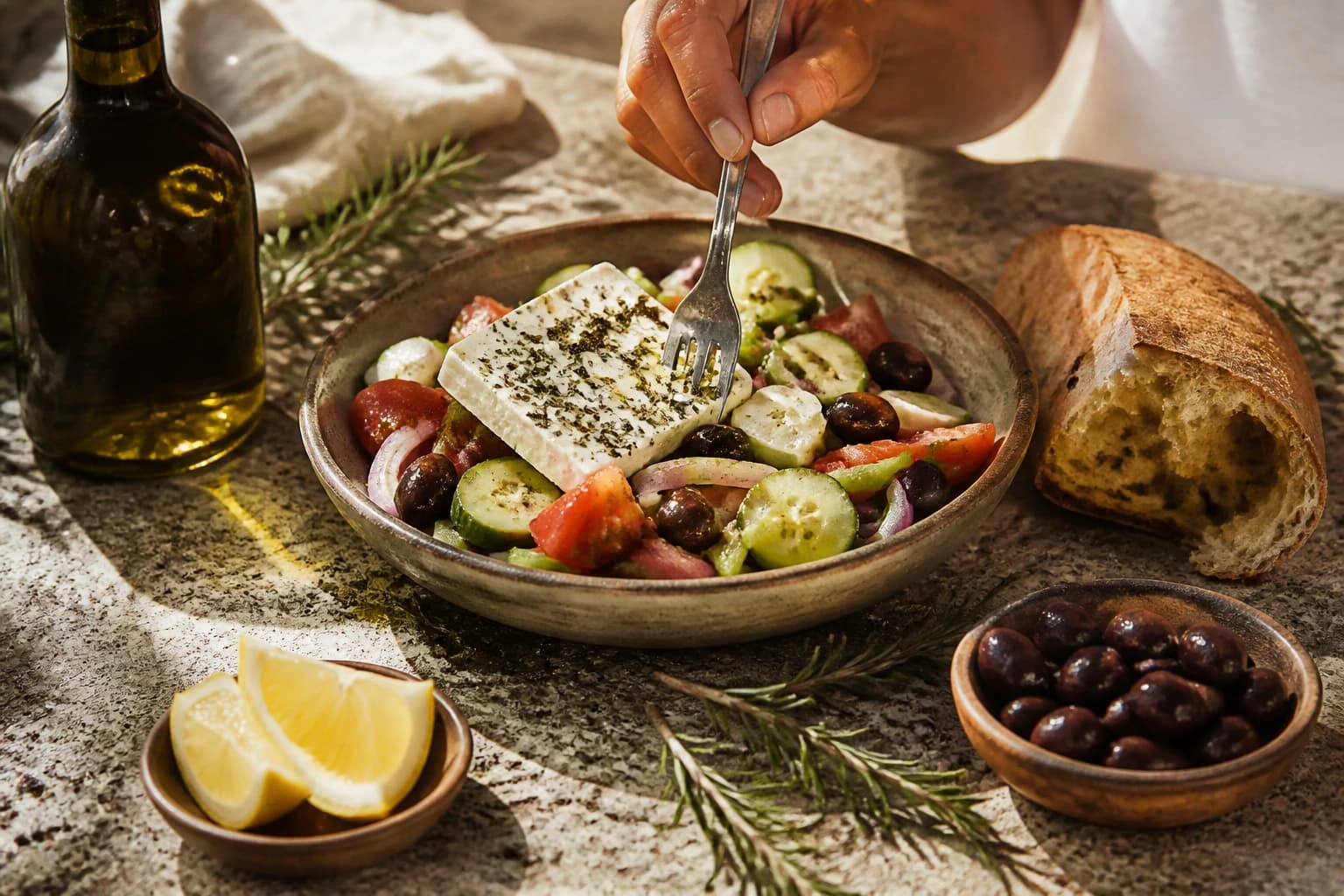 Etape 4 : Laisser reposer et servir — Salade grecque authentique : la vraie horiatiki