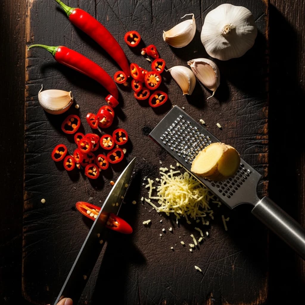 Etape 1 : Préparer les piments et l'ail — Sauce pimentée asiatique maison