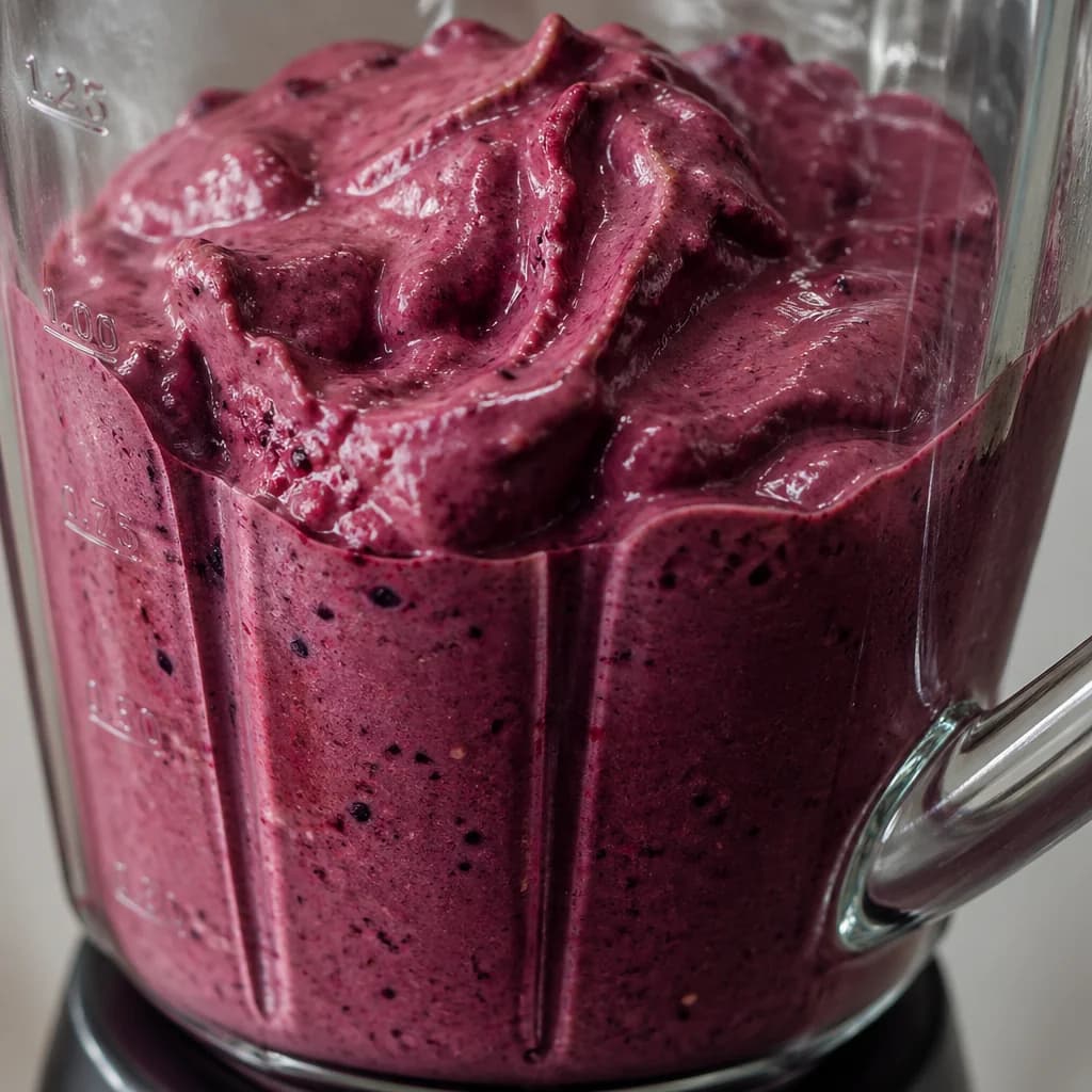 Étape 1 : Mixer la base — Smoothie bowl açaï & fruits rouges