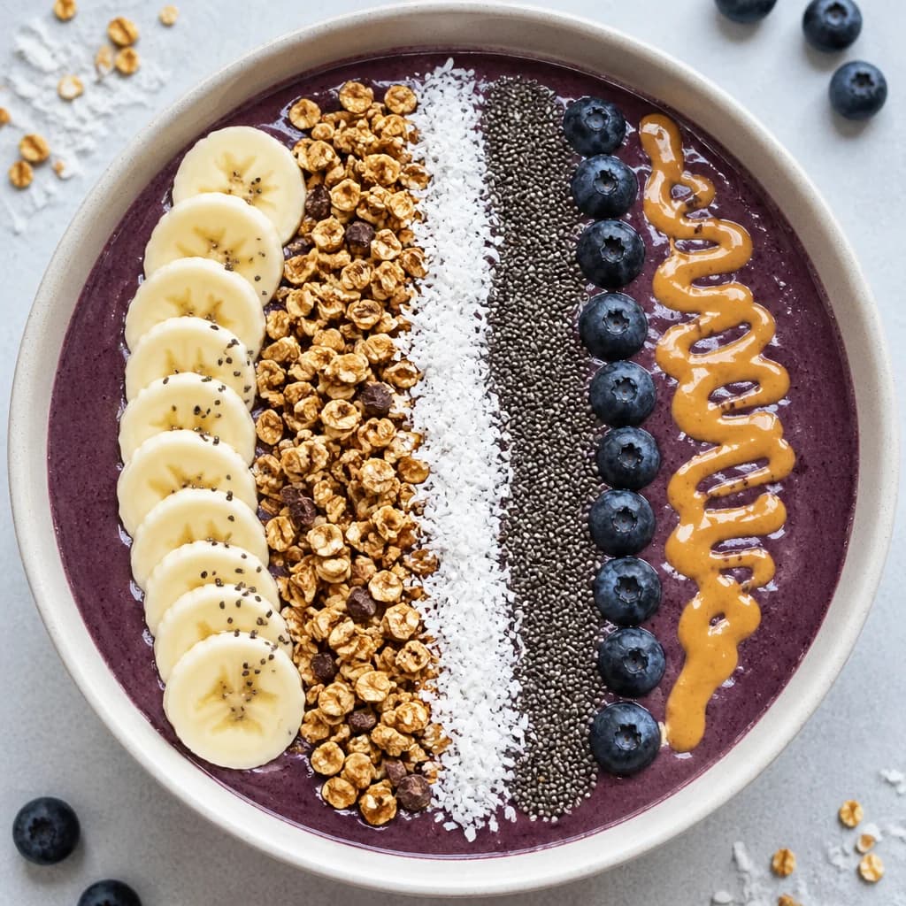 Étape 3 : Dresser le bowl — Smoothie bowl açaï & fruits rouges