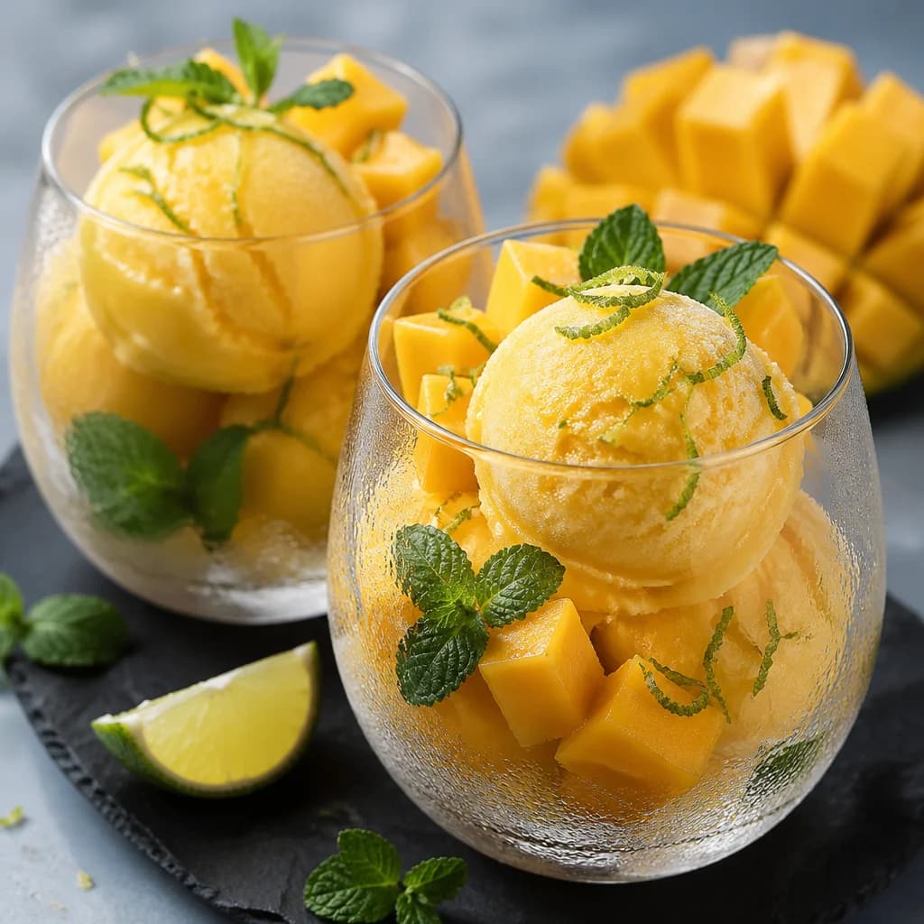 Étape 4 : Servir — Sorbet mangue crémeux sans sorbetière