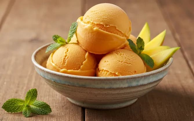 Sorbet mangue crémeux sans sorbetière