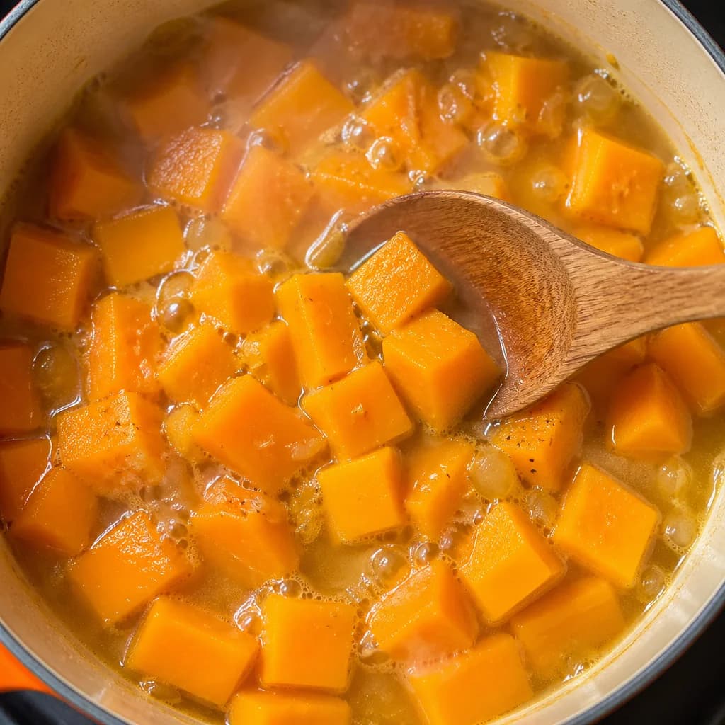 Étape 3 : Cuire la butternut — Velouté butternut, coco & curry