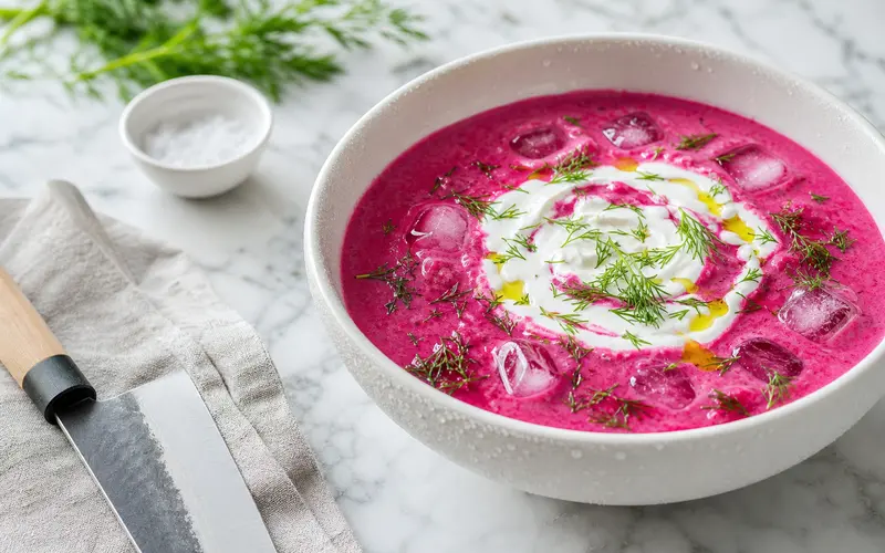 Soupe froide betterave, yaourt & aneth