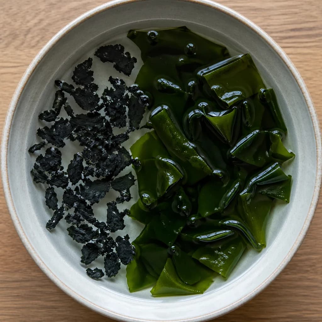 Étape 2 : Réhydrater le wakamé — Soupe miso maison authentique