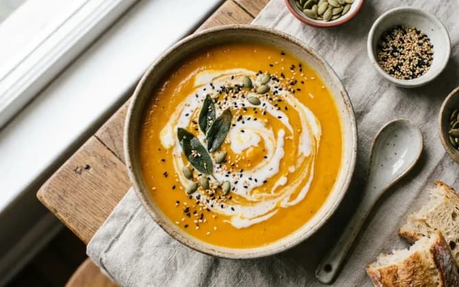 Velouté de potimarron au lait de coco