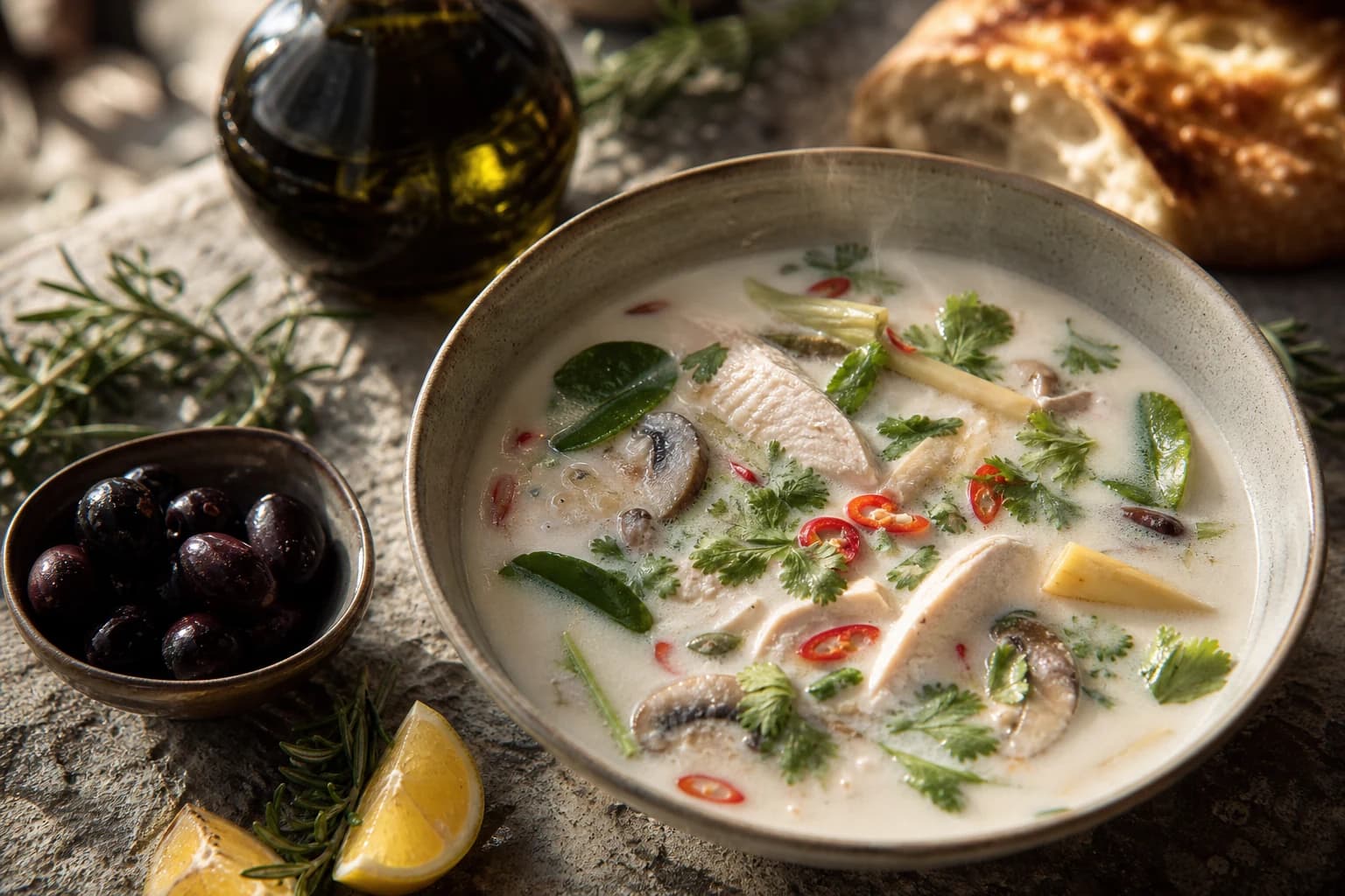 Soupe thaï tom kha poulet & coco