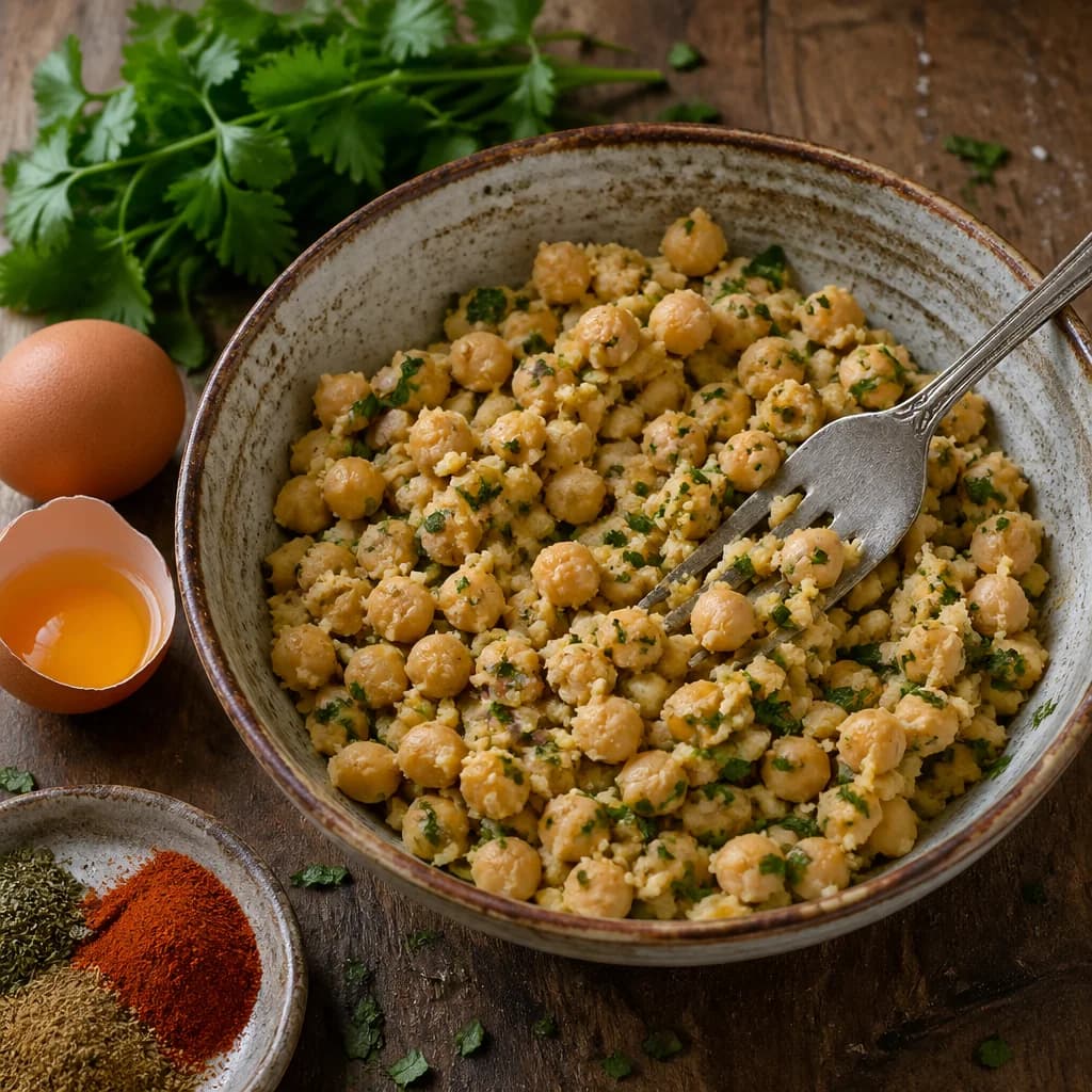 Etape 2 : Préparer la base pois chiches — Steak végétarien pois chiches & quinoa
