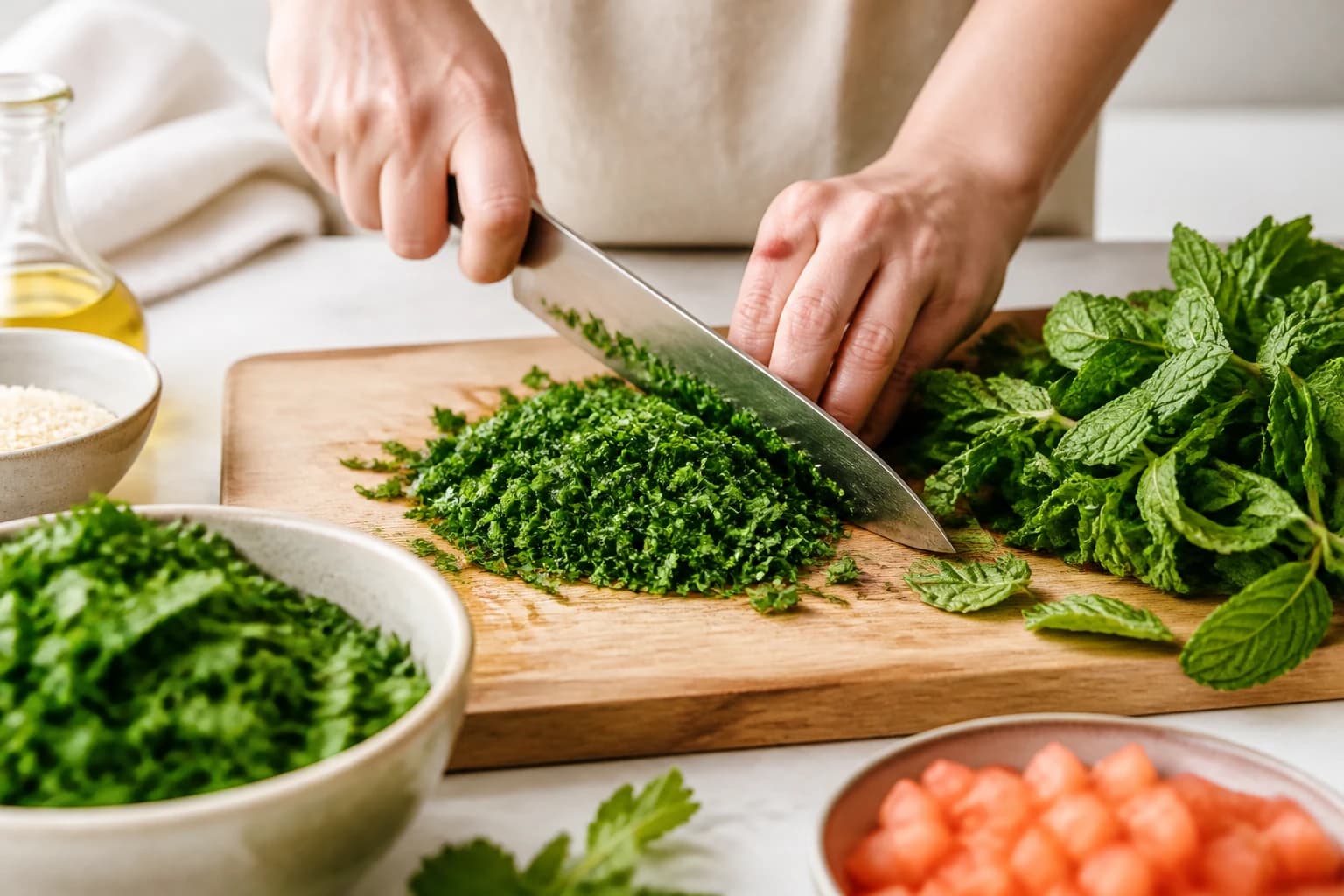 Etape 4 : Assembler et assaisonner — Tabouli libanais aux herbes fraîches
