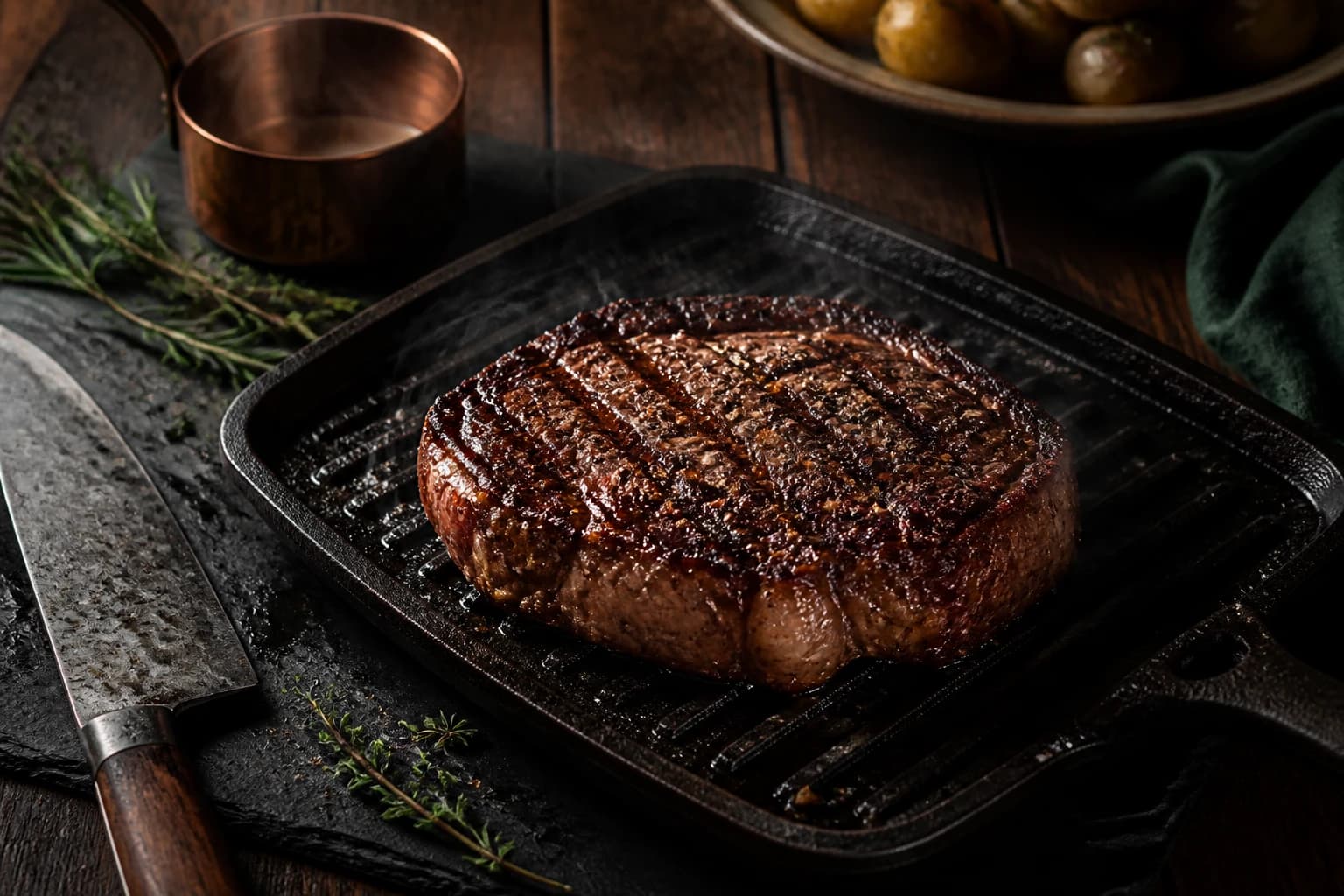 Etape 2 : Saisir le rumsteck — Tagliata de bœuf à la roquette : tendre et fondante