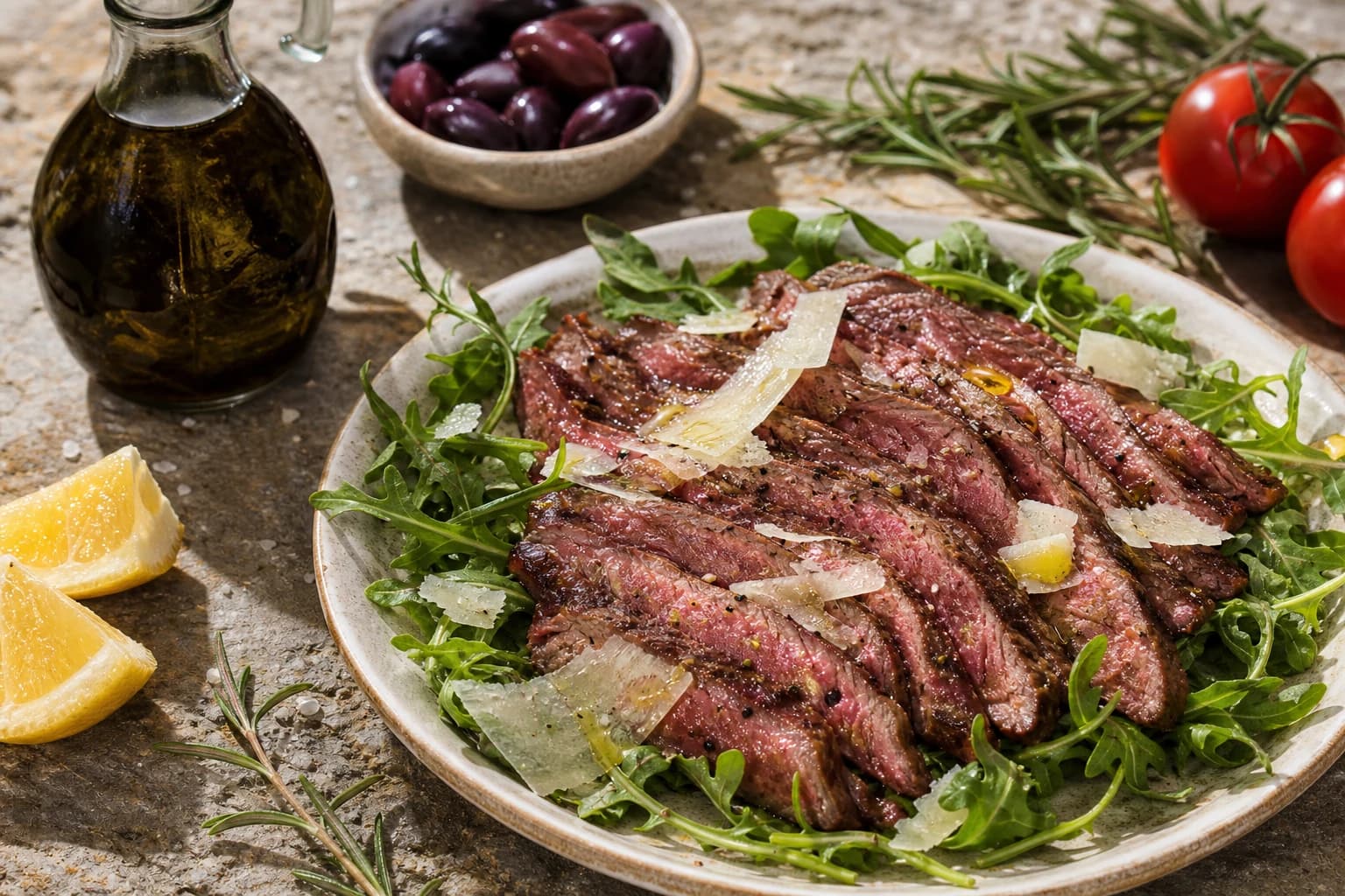 Tagliata de bœuf à la roquette : tendre et fondante