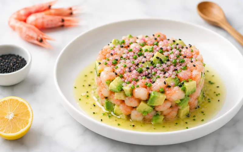 Tartare avocat, crevettes & yuzu