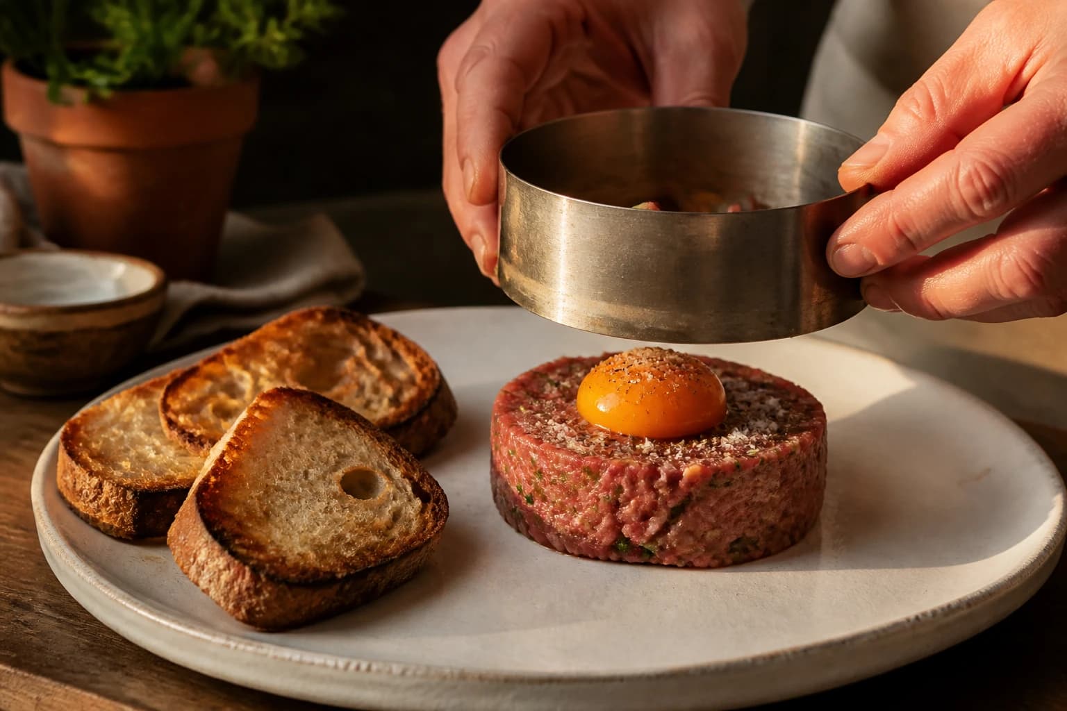 Etape 4 : Dresser et servir immédiatement — Tartare de bœuf charolais classique