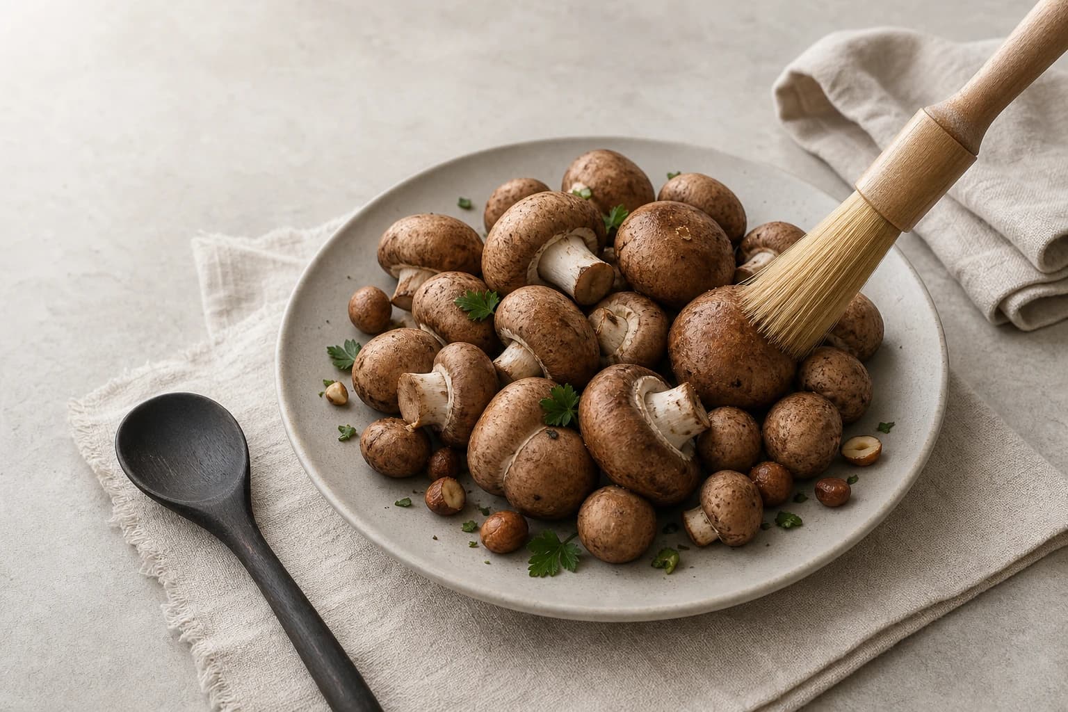Étape 1 : Brosser et ciseler les champignons — Tartare champignons, truffe & noisette