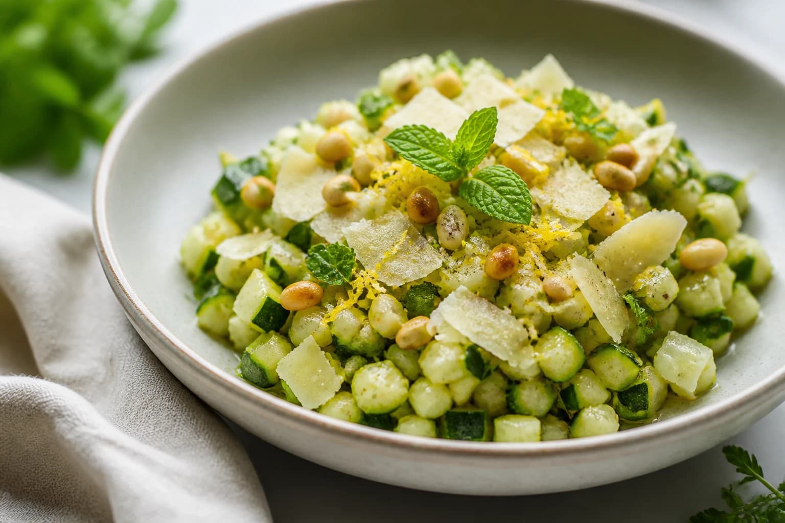 Tartare de courgettes crues à la menthe