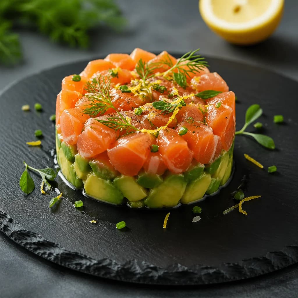 Étape 4 : Dresser et servir — Tartare de saumon & avocat