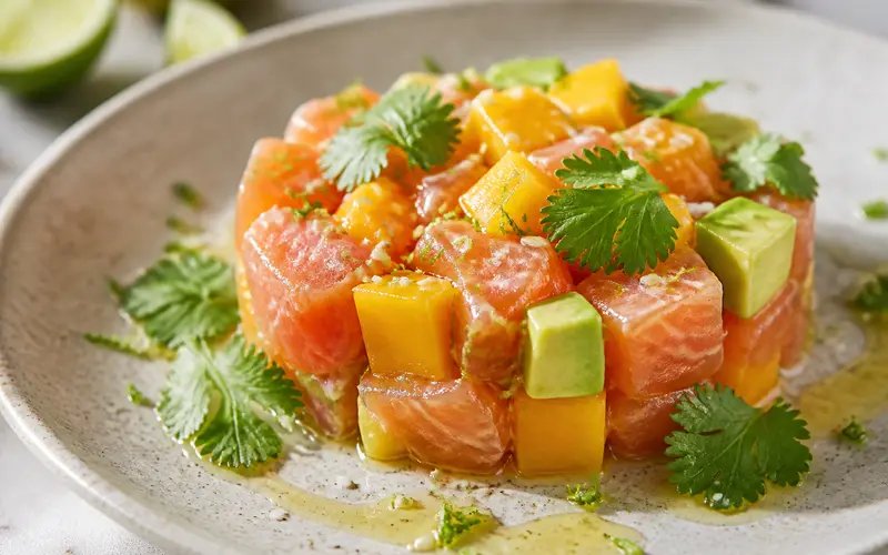 Tartare de saumon, mangue & avocat