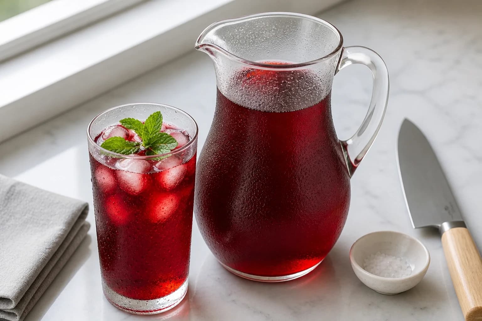 Etape 2 : Laisser infuser au réfrigérateur — Thé glacé hibiscus : la recette éclatante
