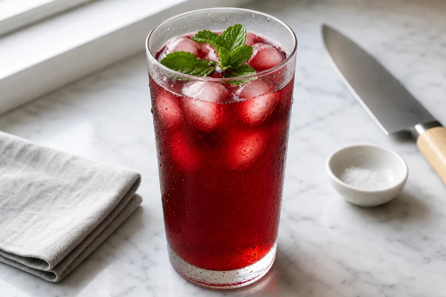 Etape 5 : Servir bien frais — Thé glacé hibiscus : la recette éclatante