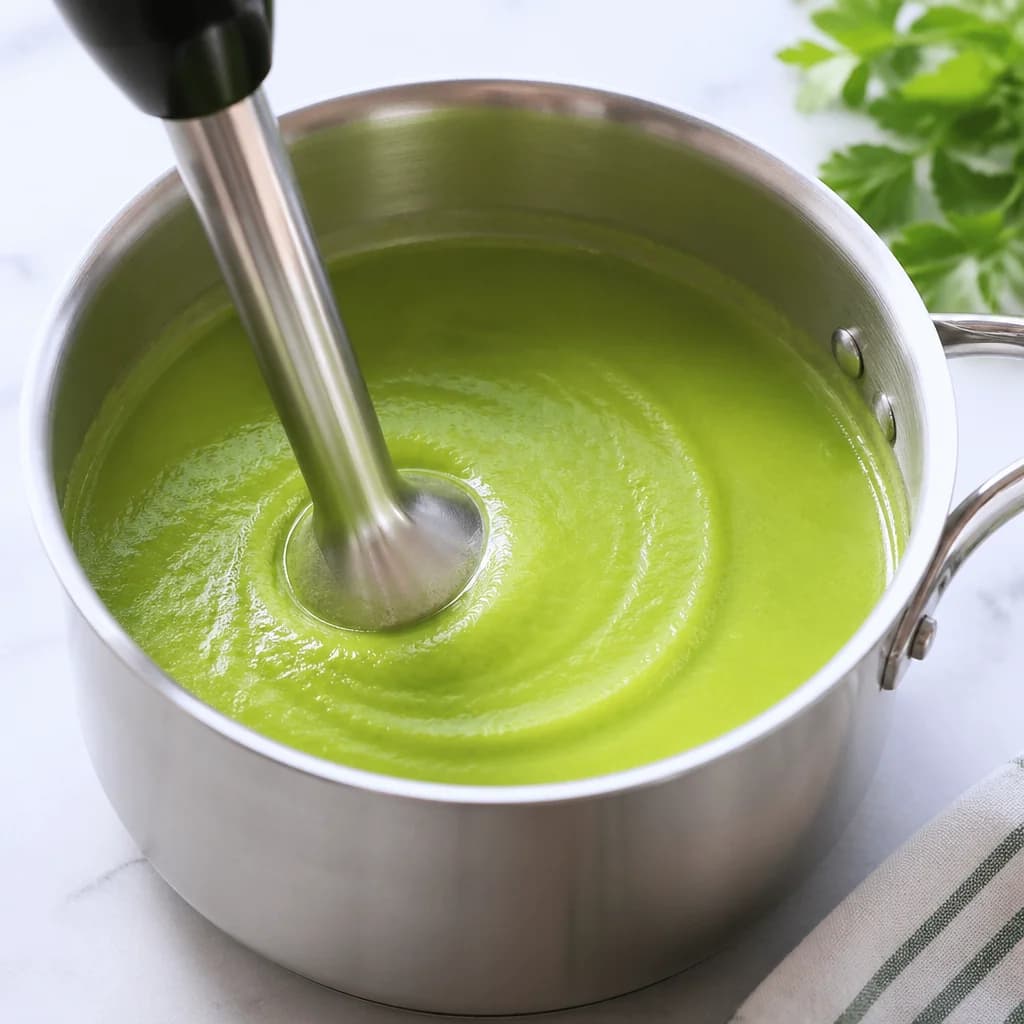 Etape 4 : Mixer et assaisonner — Velouté d'asperges vertes onctueux