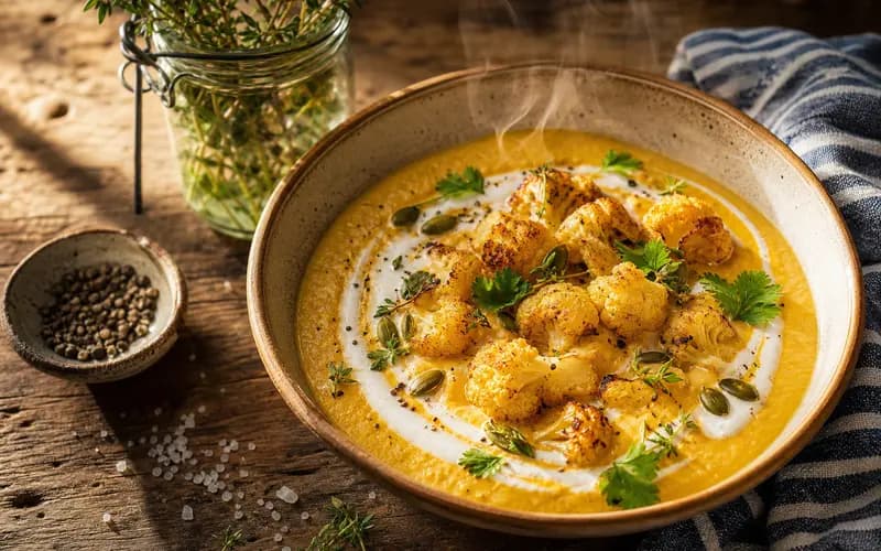 Velouté chou-fleur, curry & coco