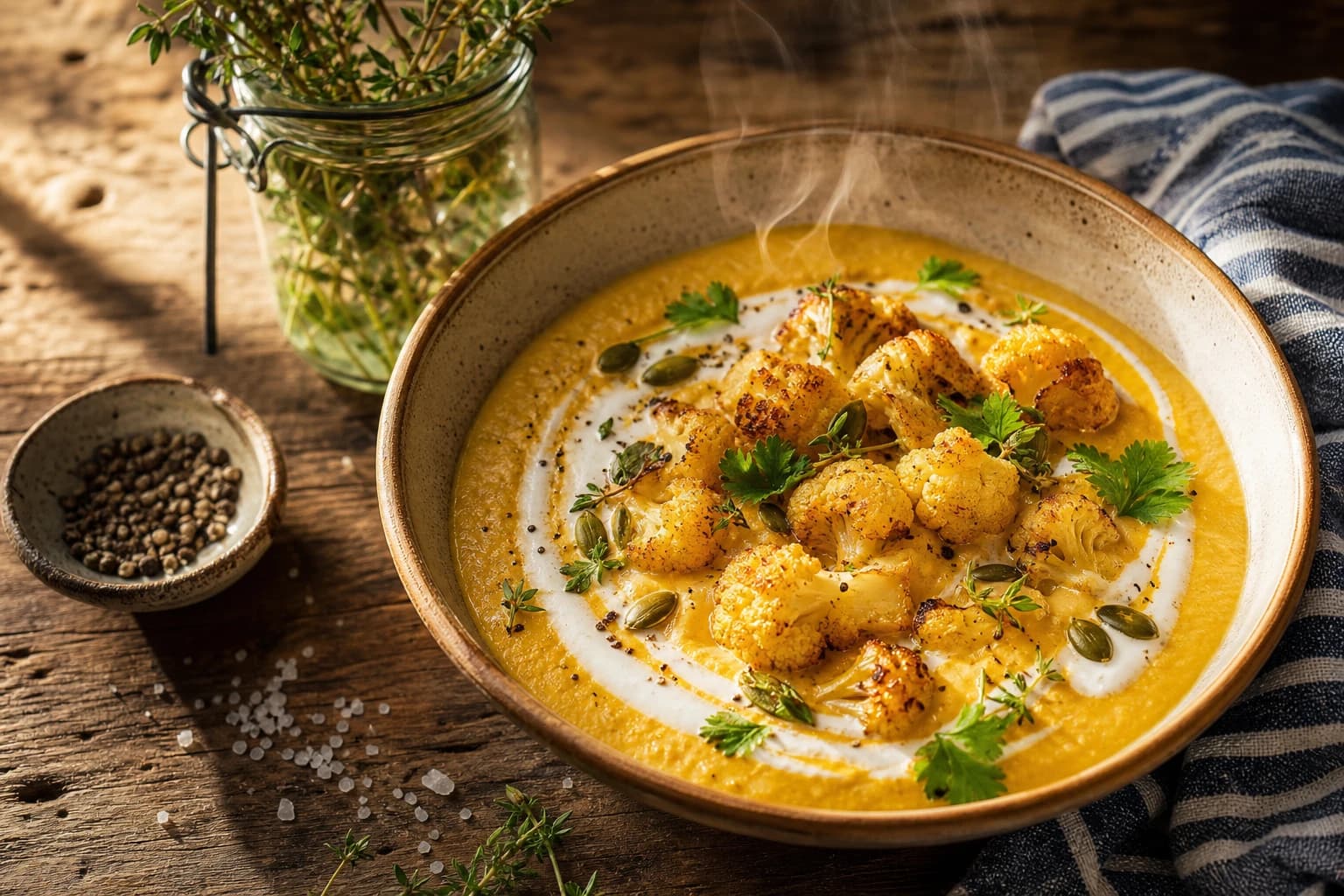 Velouté chou-fleur, curry & coco
