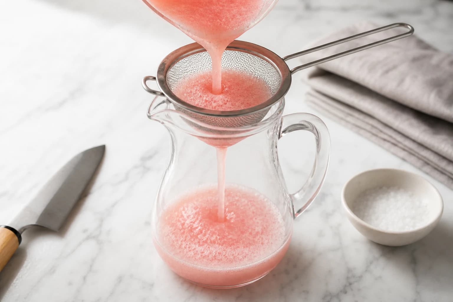 Etape 3 : Filtrer le mélange — Virgin margarita pastèque au rim de sel
