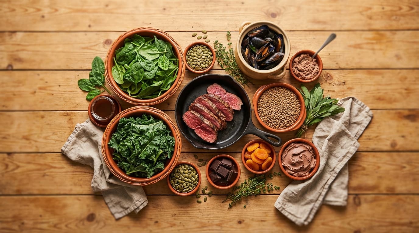 Aliments riches en fer : tableau complet en mg/100 g