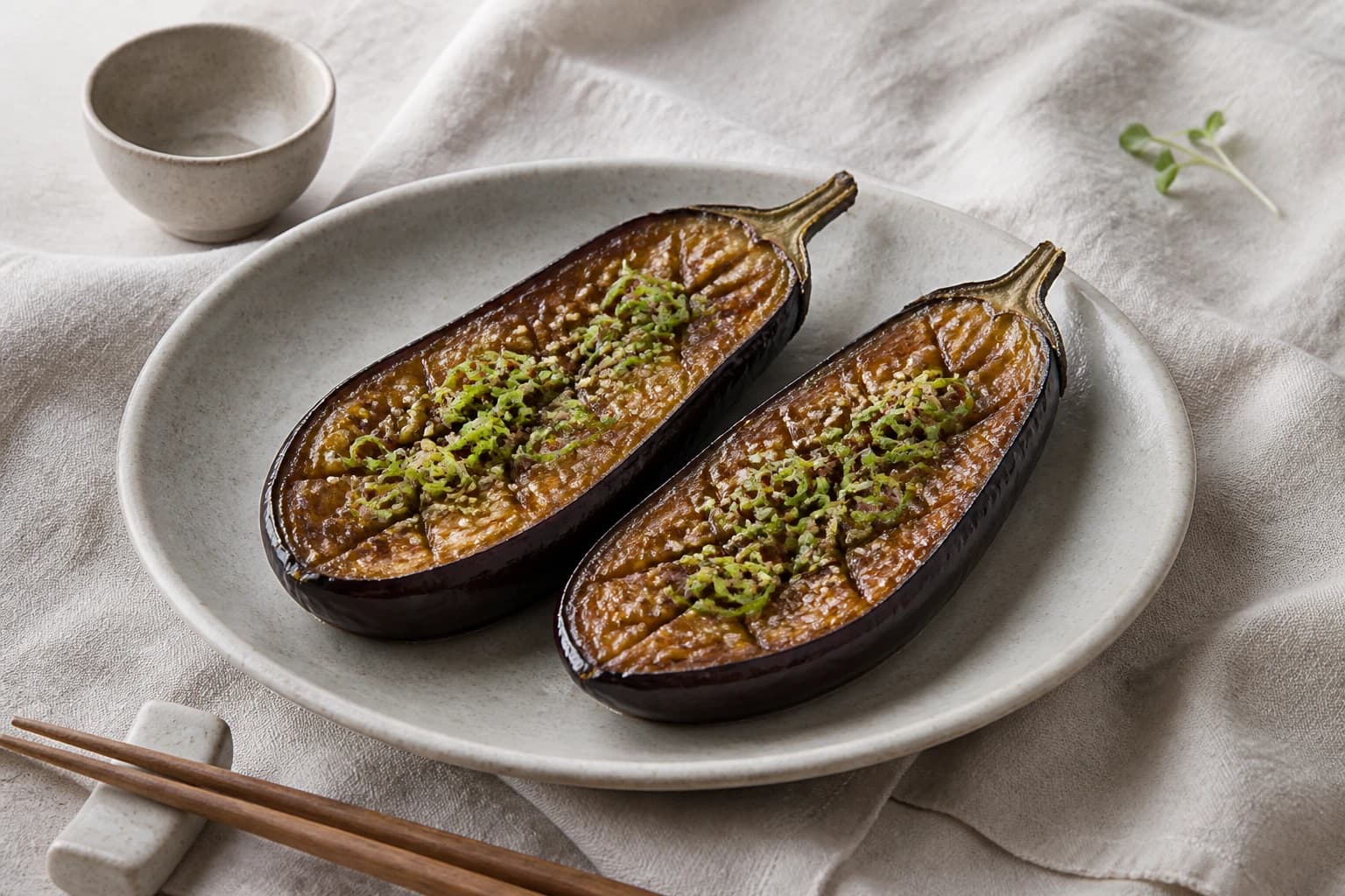 Etape 2 : Rôtir les aubergines jusqu'à tendreté — Aubergines rôties au miso et sésame doré