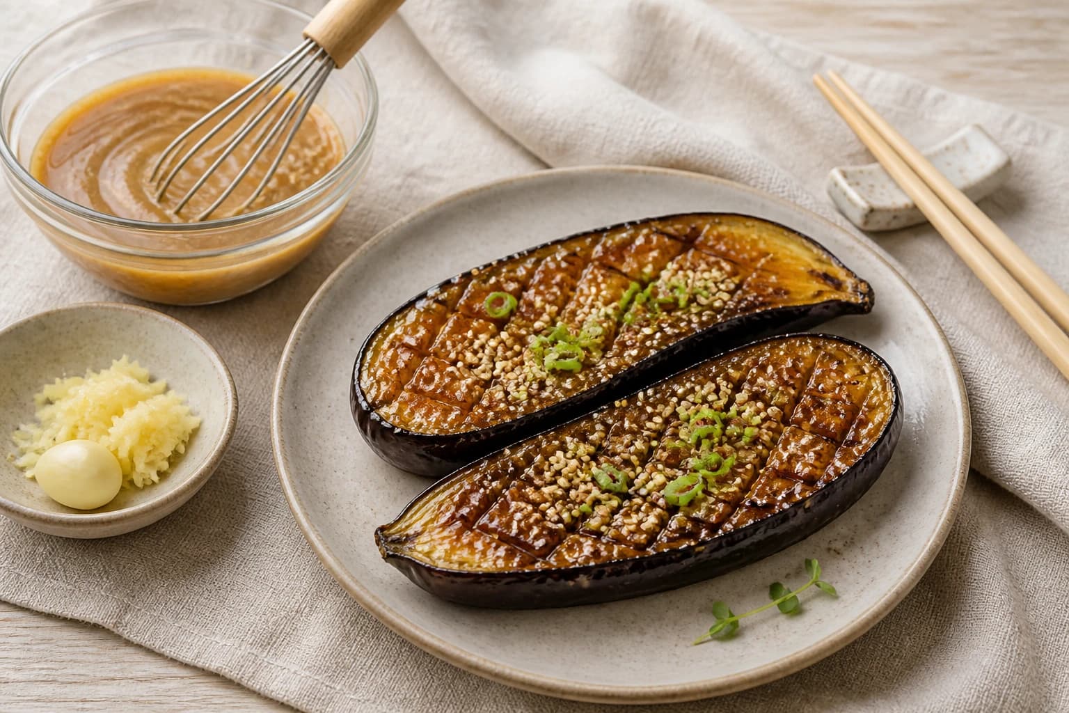 Etape 3 : Préparer le glaçage miso-sésame — Aubergines rôties au miso et sésame doré