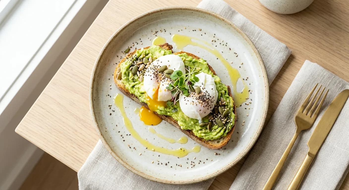 Avocado toast crémeux à l'œuf poché