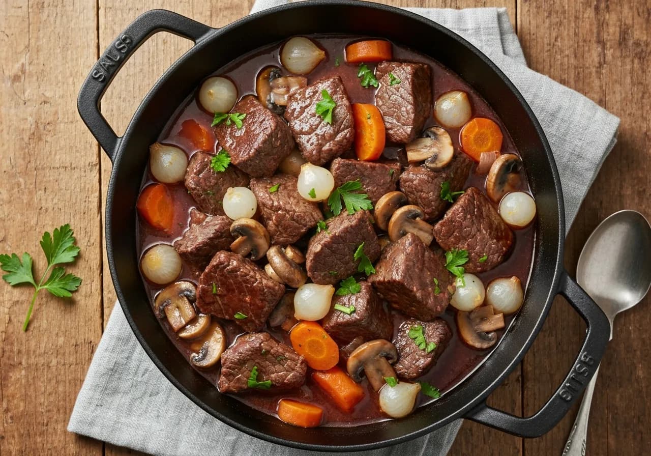 Bœuf bourguignon allégé & fondant