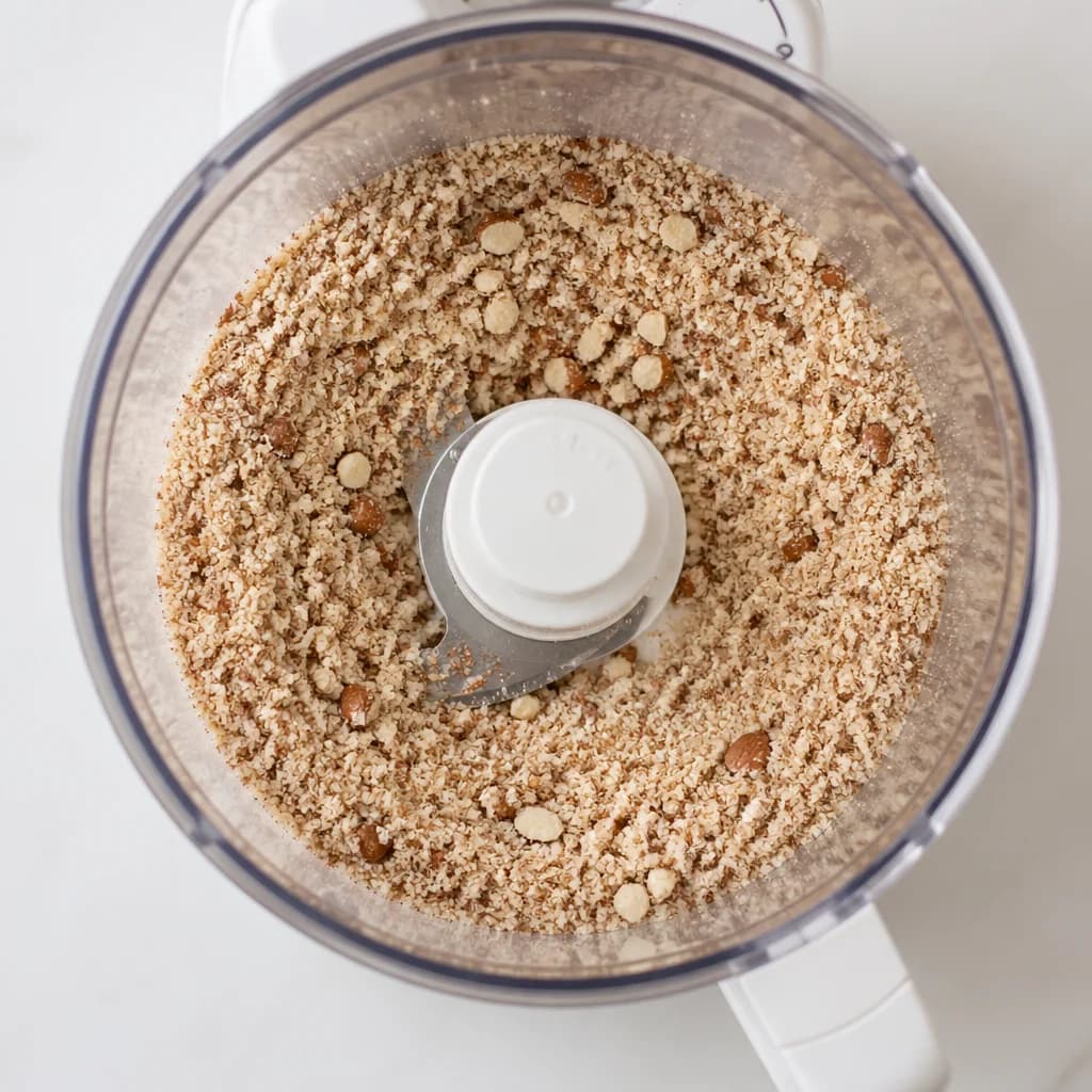 Étape 1 : Mixer les amandes — Bouchées énergie dattes & cacao