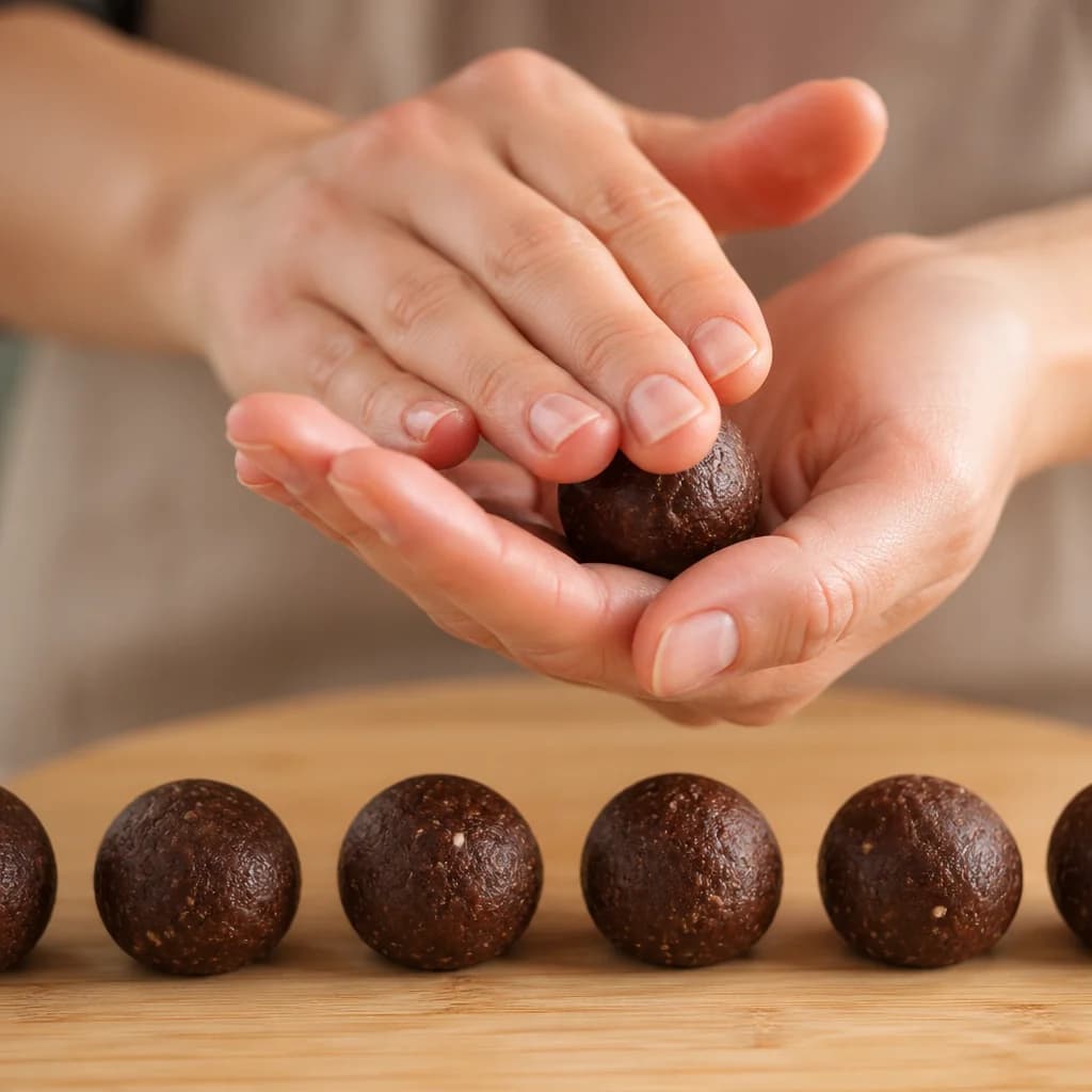 Étape 2 : Former les boules — Boules d'énergie dattes-amandes-coco