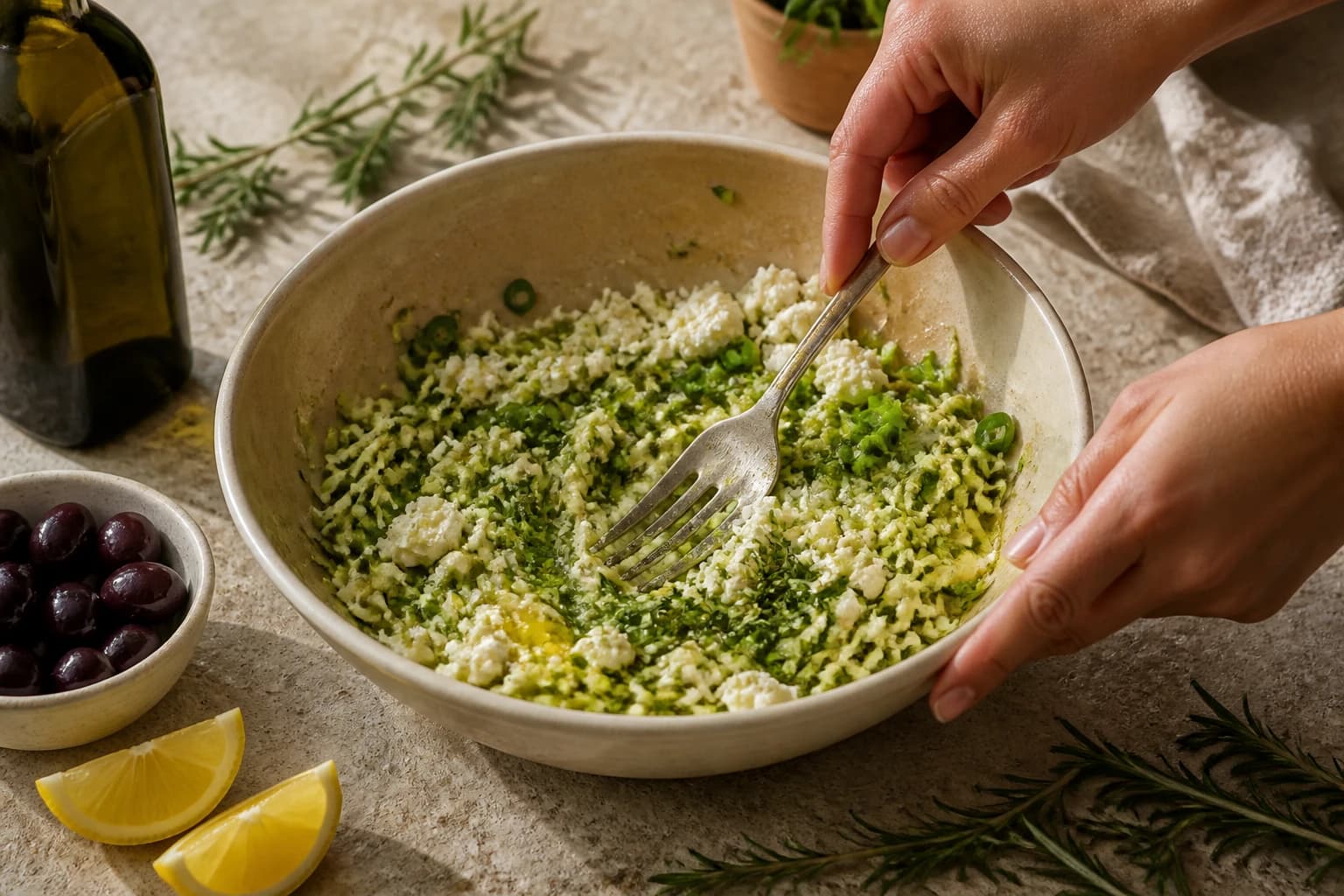 Etape 2 : Préparer l'appareil — Boulettes de courgette grecques dorées