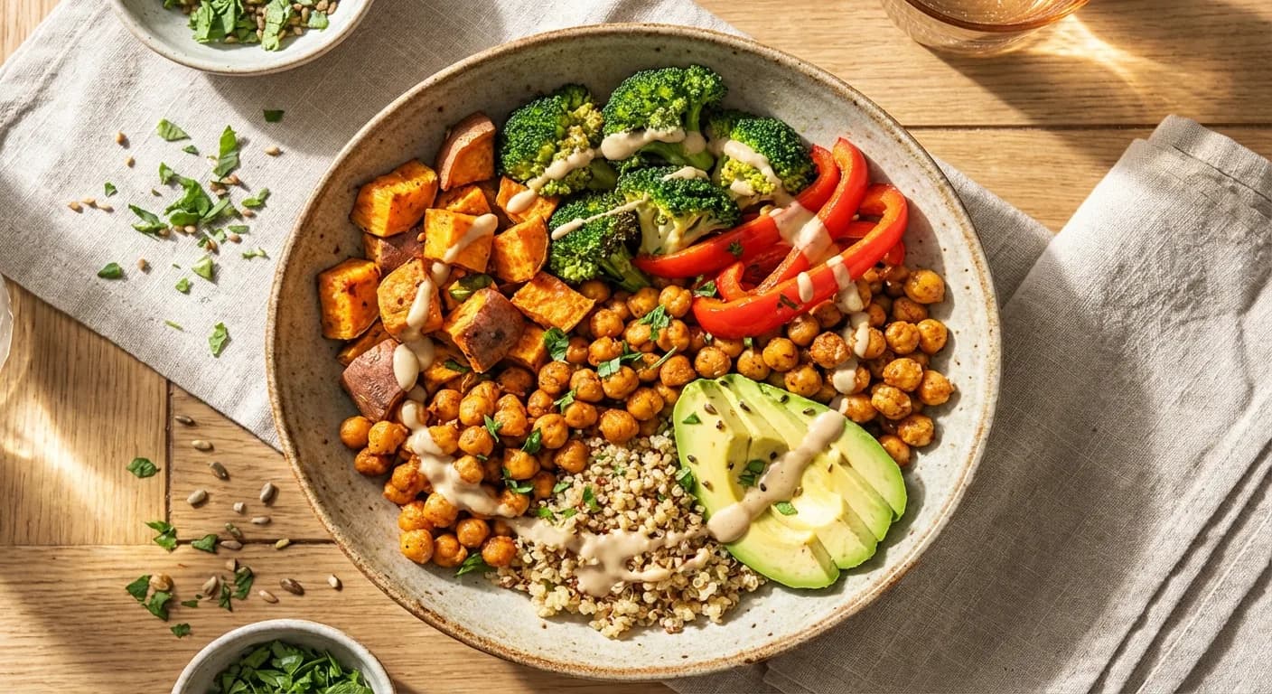 Buddha bowl légumes rôtis & pois chiches