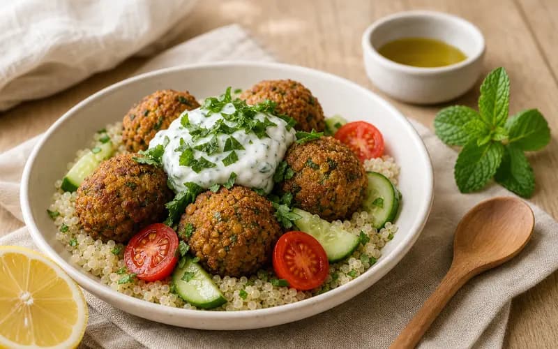 Bowl falafel, quinoa & tzatziki