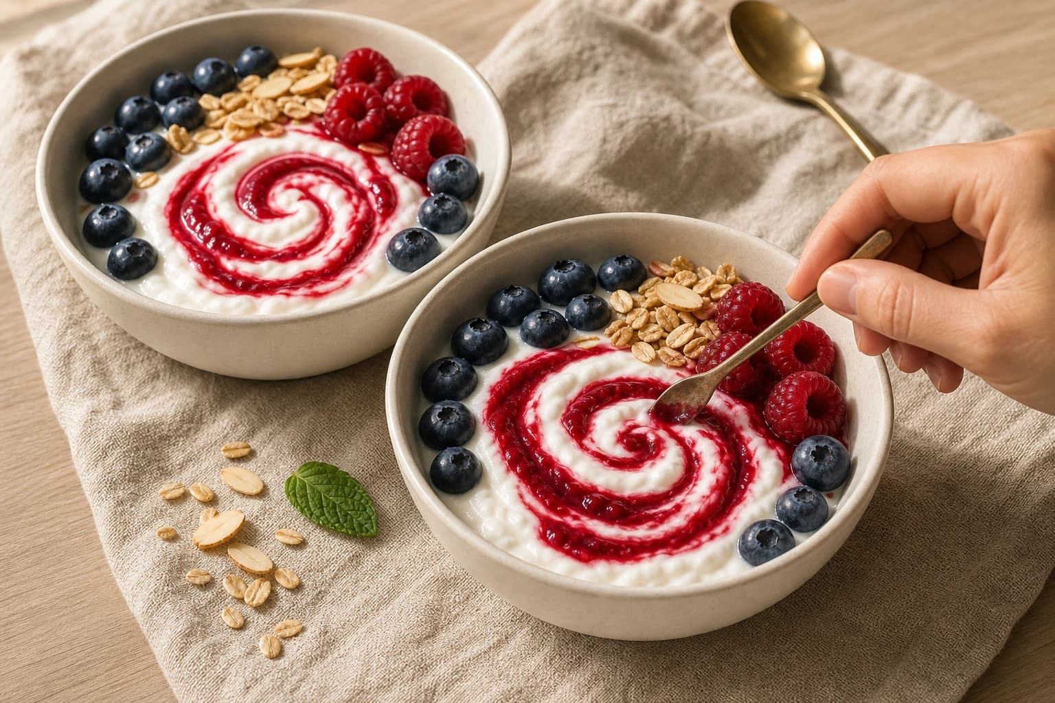 Etape 3 : Assembler le bowl — Bowl skyr, fruits rouges & granola