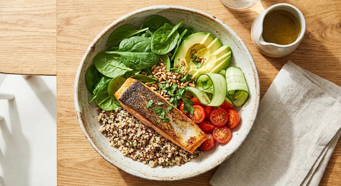 Bowl quinoa, saumon & épinards