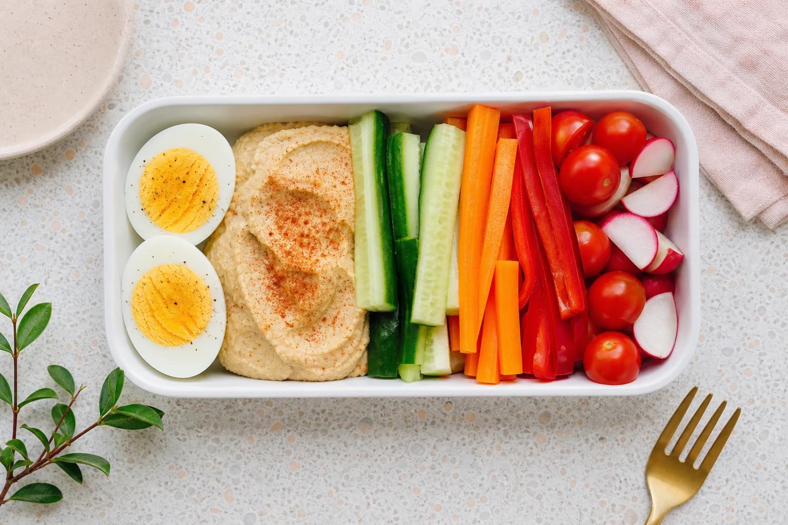Box œufs durs, houmous & crudités fraîches