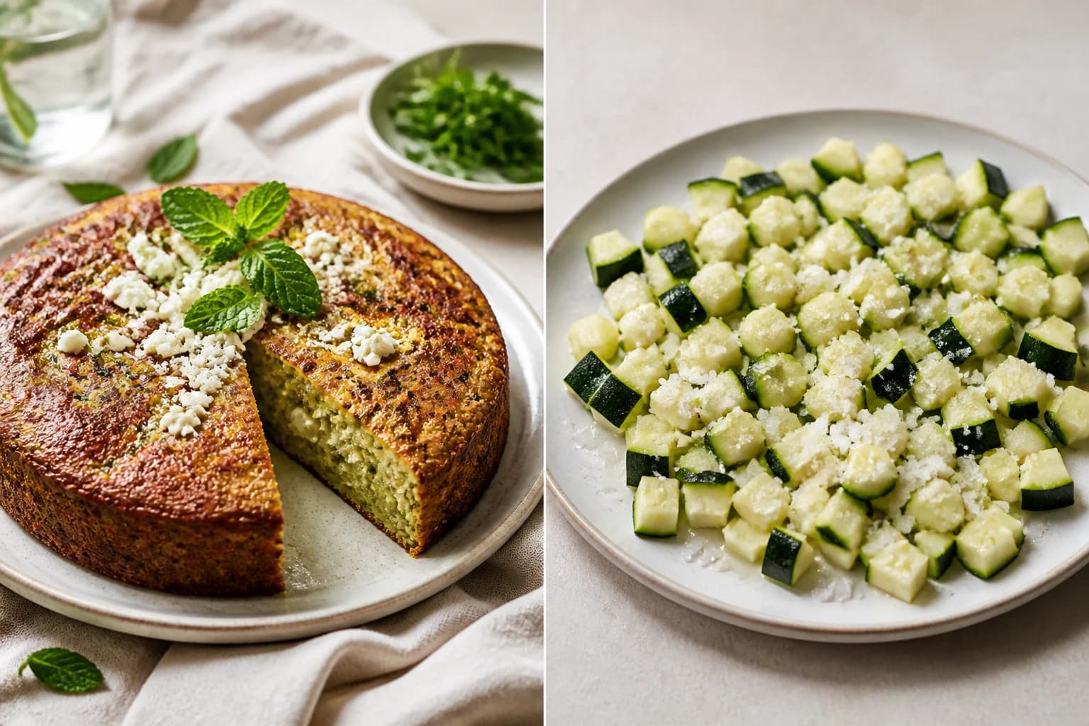 Etape 1 : Préparer et dégorger les courgettes — Cake salé courgettes, féta & menthe