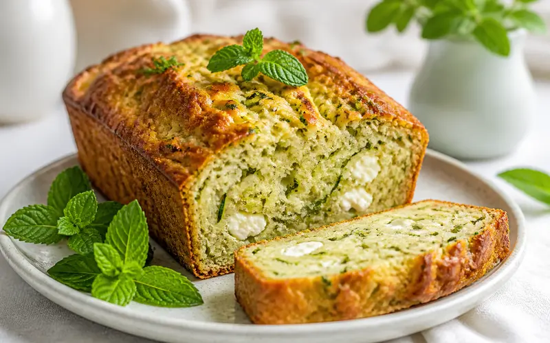Cake salé courgettes, féta & menthe